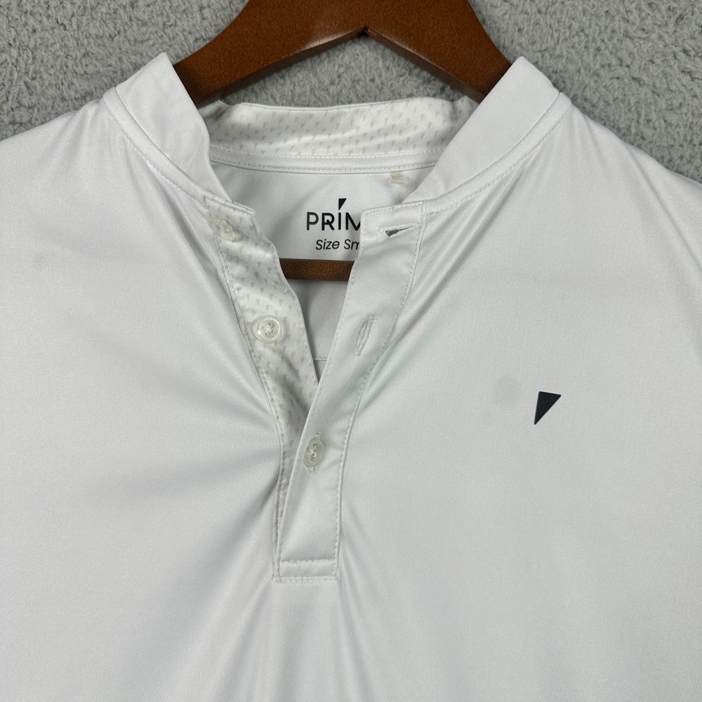 Primo Blade Collar Golf Polo Mens Small White Athletic Performance Short Sleeve